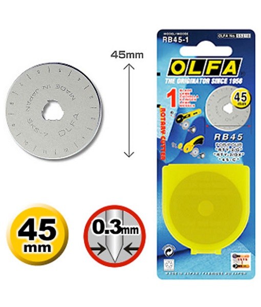 Rotary Cutter Blade 45mm Olfa Range (2 pack sizes) Katipatch