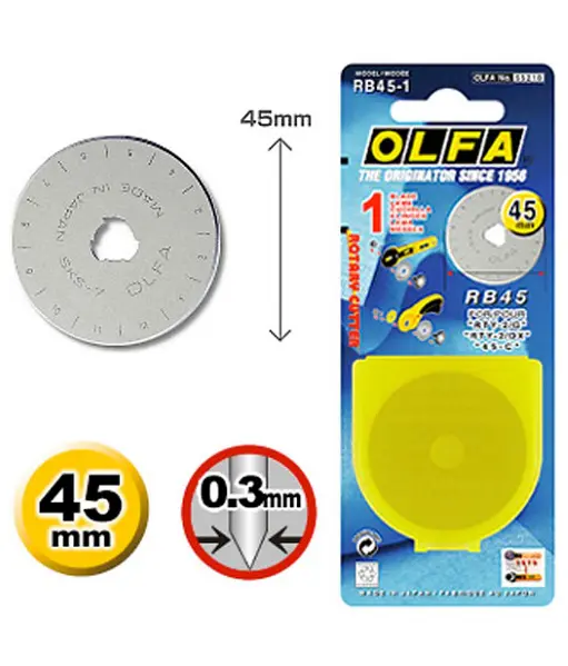 Olfa 45mm Endurance Rotary Blade 2 pack, SKU: RB45H-2