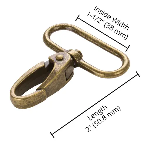 Antique Brass Swivel Snap Hook 1½ - Katipatch Patchwork