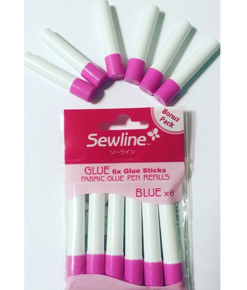 Sewline Water-Soluble Fabric Glue Pen Refill 2 Count 10/Pk-Blue